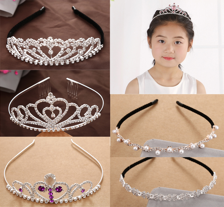 儿童头箍韩国女童头发饰品公主六一演出王冠新款后方带齿防滑发箍