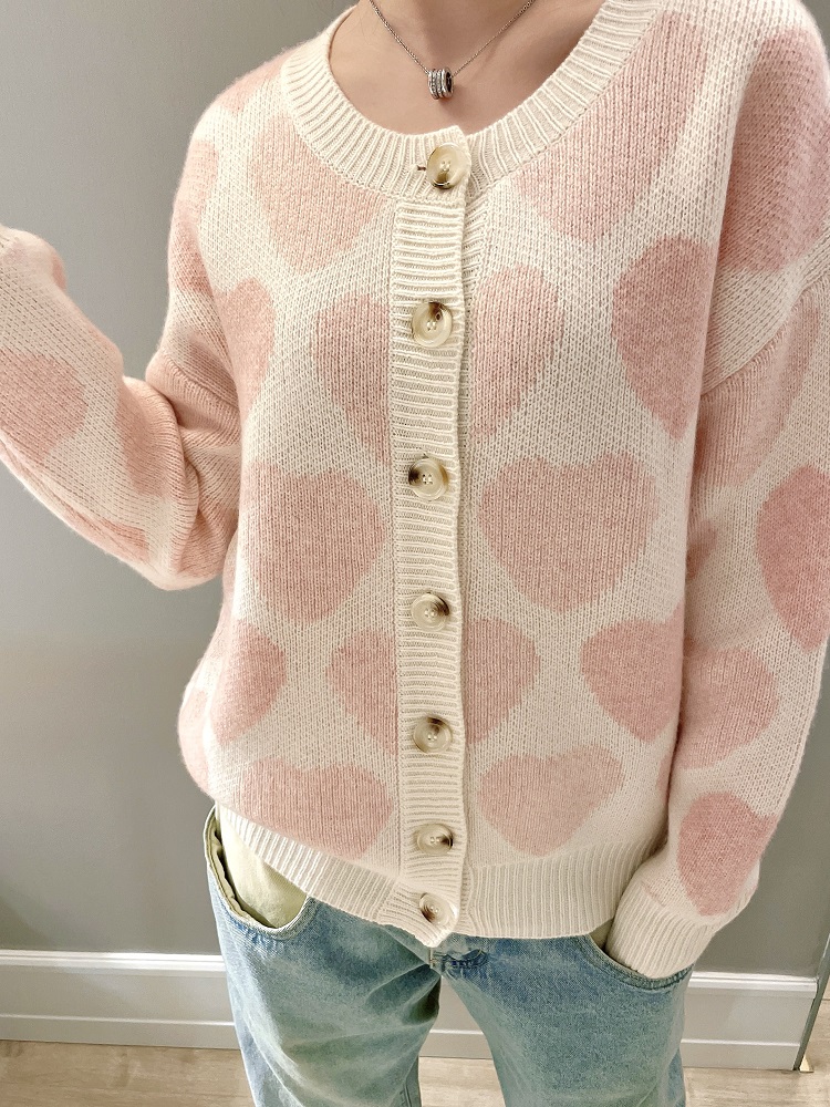鄂尔多斯市原产地 IOO纯山羊绒 爱心针织开衫 高端限量系列