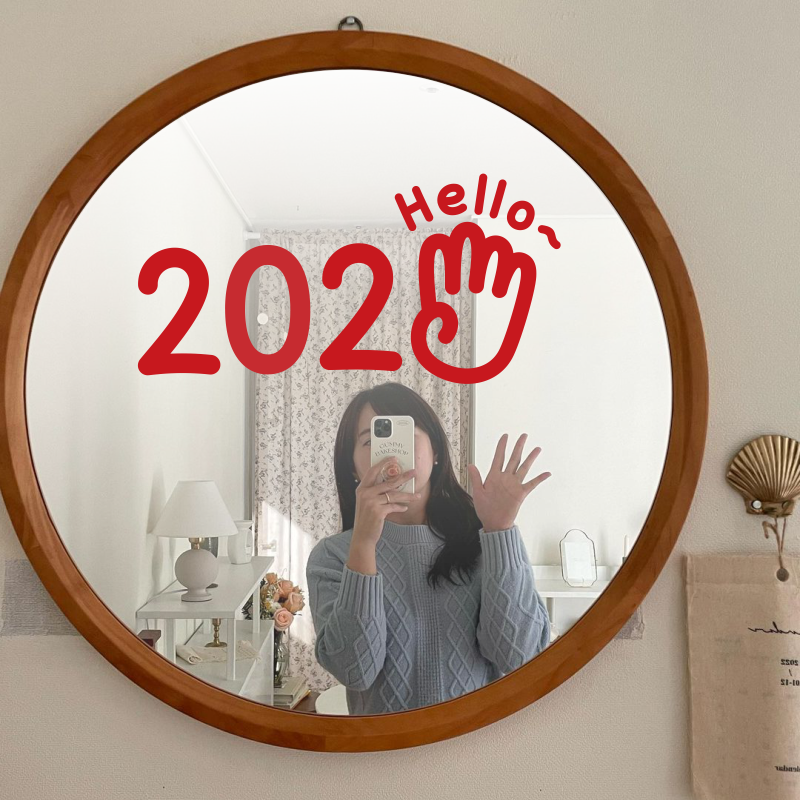柒页 2024手势可爱新年贴纸过年装饰女装店铺自拍照镜子橱窗贴画