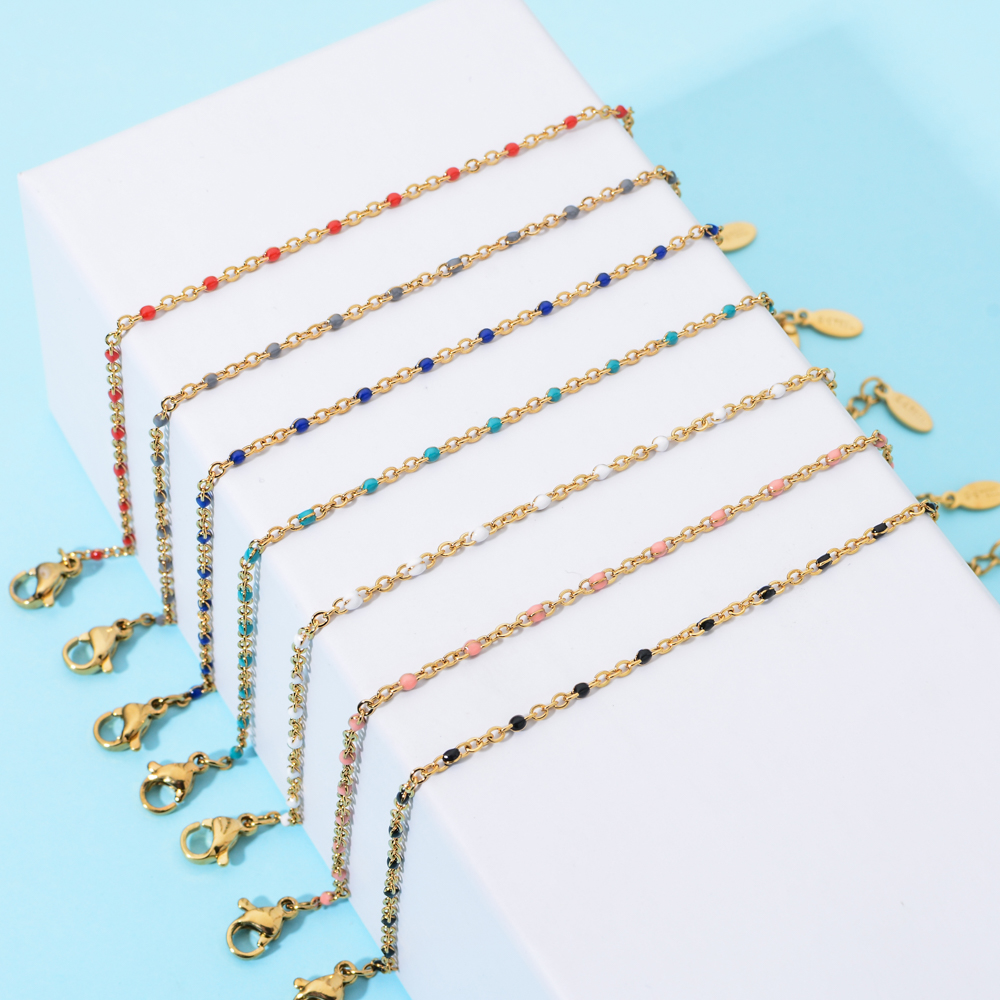 2024Stainless Steel Bracelets for Women Cute Enamel Necklace