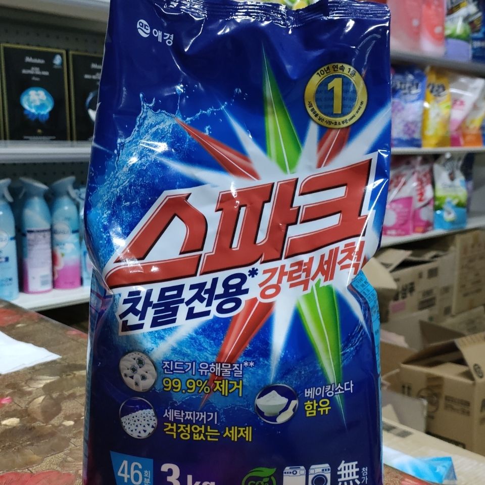 韩国 进口 LG爱敬SPARK斯帕克冷水洗衣粉 低泡洗衣粉清洁 3kg