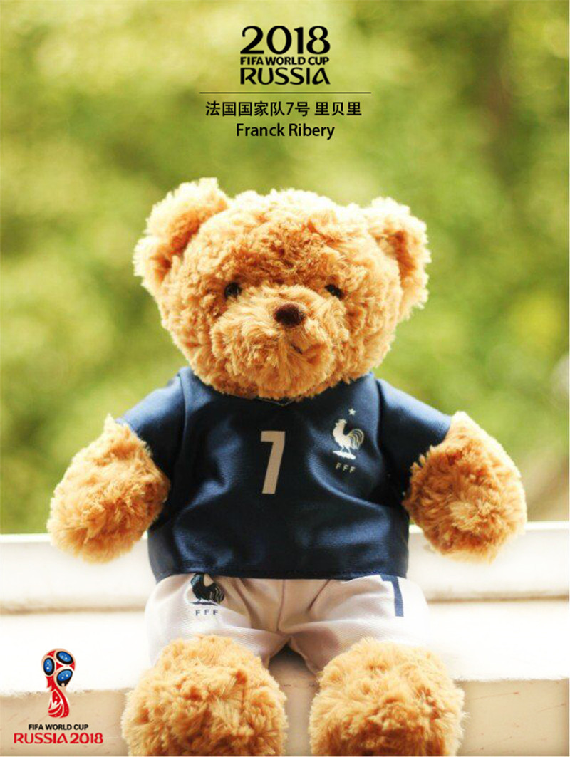 世界杯球衣熊库里科比泰迪熊毛绒玩具公仔娃娃NBA熊玩偶男友礼物