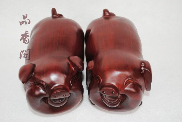 品香阁 红木猪20单个情侣猪福猪摆件情人礼品特价工艺品 木雕