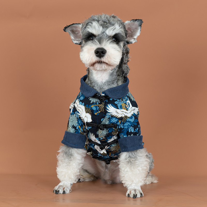中国风仙鹤宠物衬衫夏季薄款猫衣服泰迪比熊雪纳瑞小型犬狗狗衣服