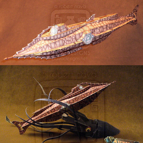 海底两万里鹦鹉螺号潜水艇3d立体纸模型DIY手工制作折纸益智玩具