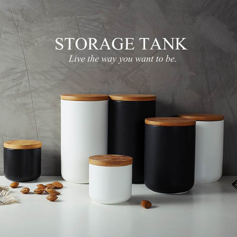 北欧创意厨房陶瓷密封罐杂粮咖啡茶叶收纳调味料储物罐带盖收纳罐