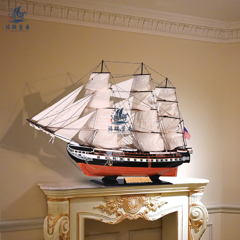 木质手工帆船模型宪法号美式装饰摆件一帆风顺客厅玄关办公室摆设