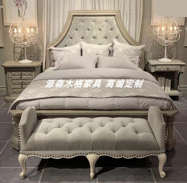 源森木格美式床art建筑复兴法式复古卧室家具1.8米双人实木床简约