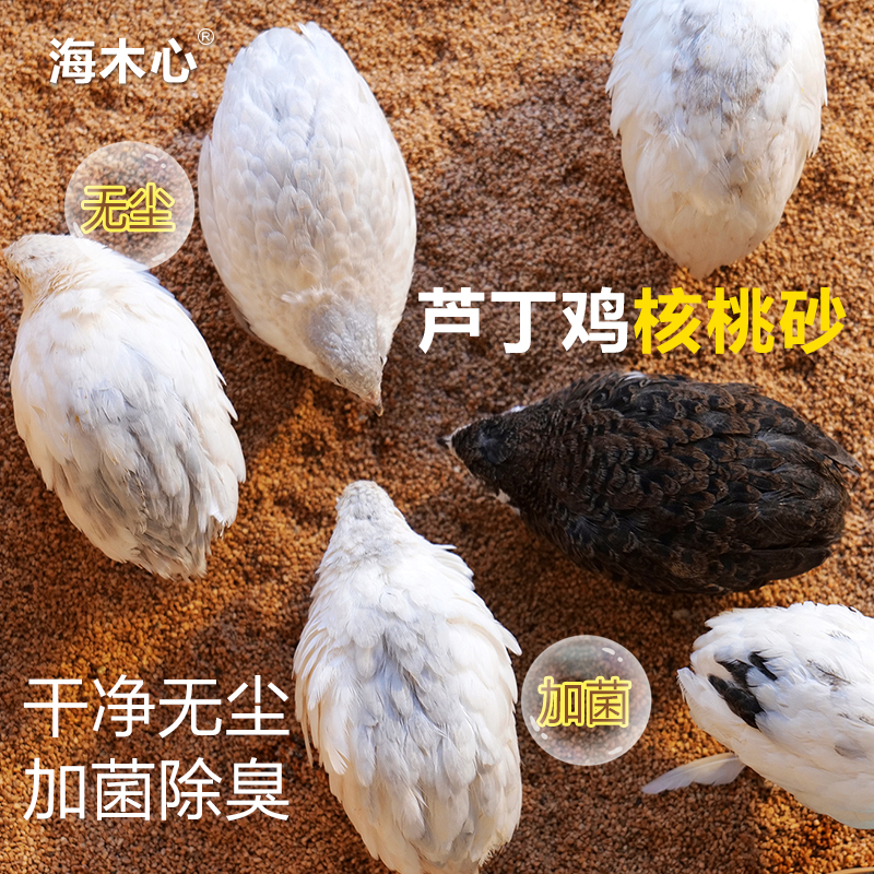 芦丁鸡冬季核桃沙垫料发酵床宠物卢丁鸡鹌鹑专用无尘核桃砂除臭
