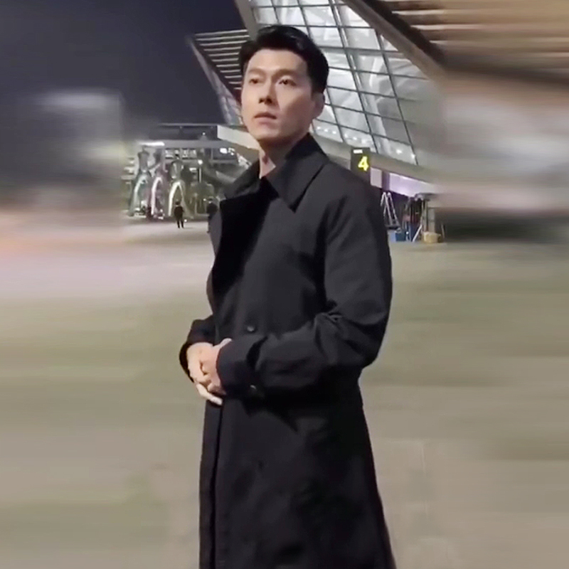 男士春秋款风衣韩版中长款宽松系带黑色气质有型炸街高级感青年潮