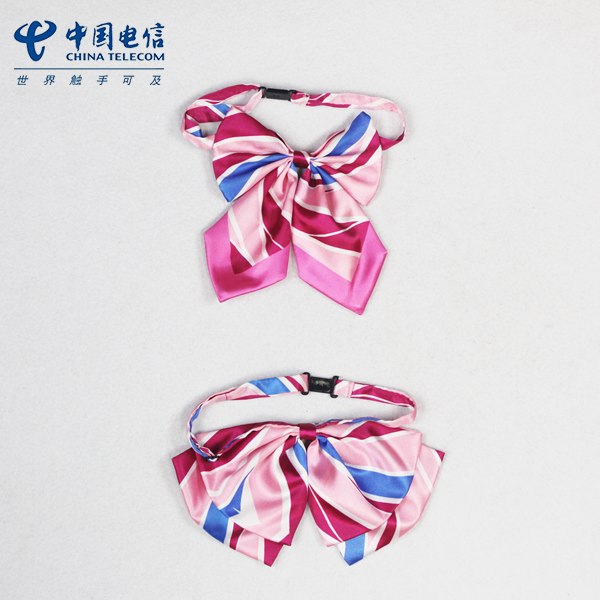 中国电信粉色职业装免打丝巾蝴蝶结领花领结无标记版设计定做出图
