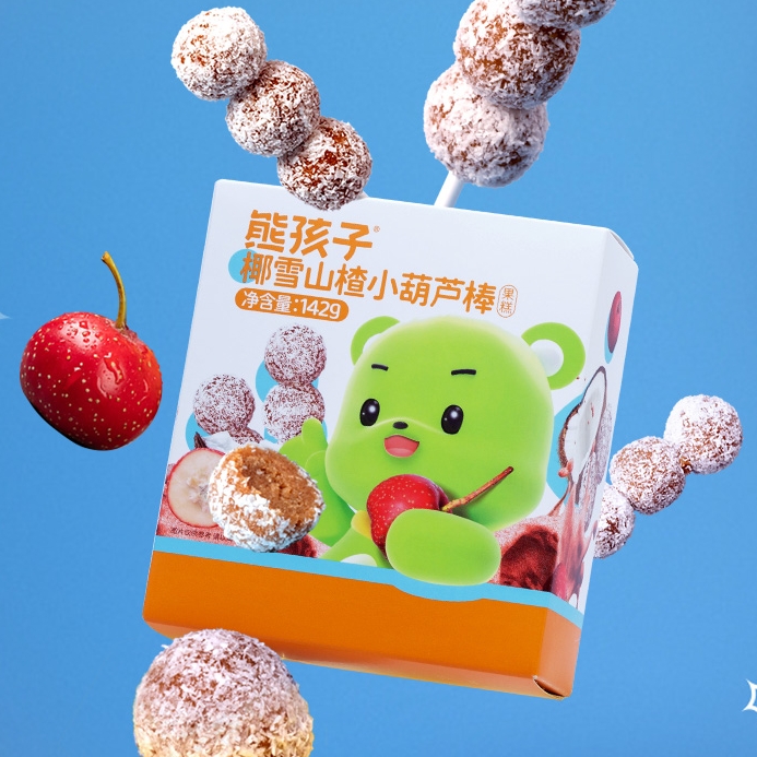熊孩子椰雪山楂棒棒糖142g 儿童糖葫芦小吃休闲糖果零食
