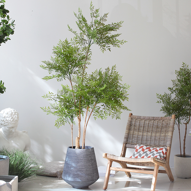 仿真绿植南天竹花盆栽北欧家居客厅落地植物室内仿真装饰假绿植树