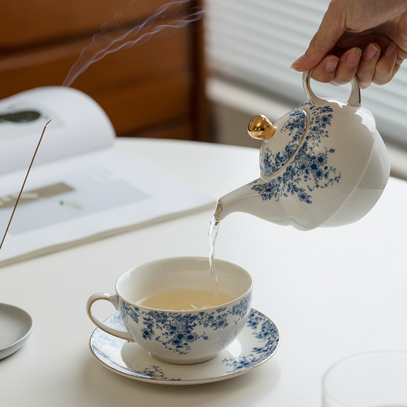 陶瓷茶壶子母壶套装 田园风下午茶餐具咖啡杯碟花茶壶单人泡茶壶