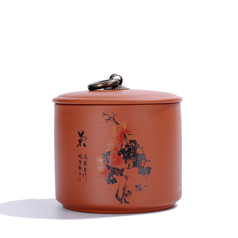 两陶瓷紫砂茶叶罐花茶小罐热销储存罐茶罐红茶梅兰竹菊1小号茶叶