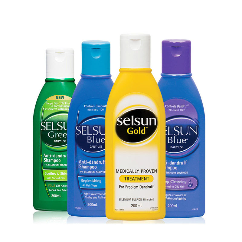 澳洲Selsun洗发水去屑止痒控油无硅油 Sheveu蓝紫黄绿200ml