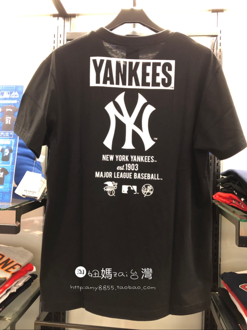 台湾专柜采购MLB 大联盟 洋基队19夏款男士圆领短袖T恤棉半袖上衣