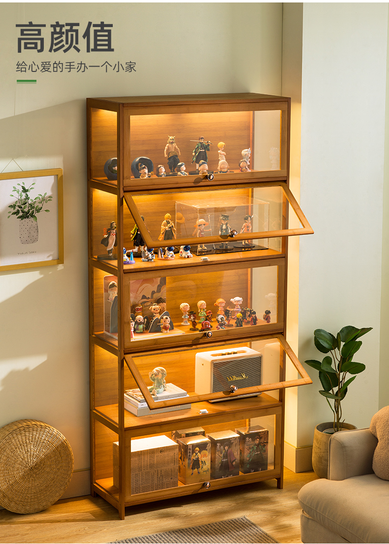 手办乐高展示柜模型玩具收纳陈列柜亚克力透明仿玻璃家用积木架子
