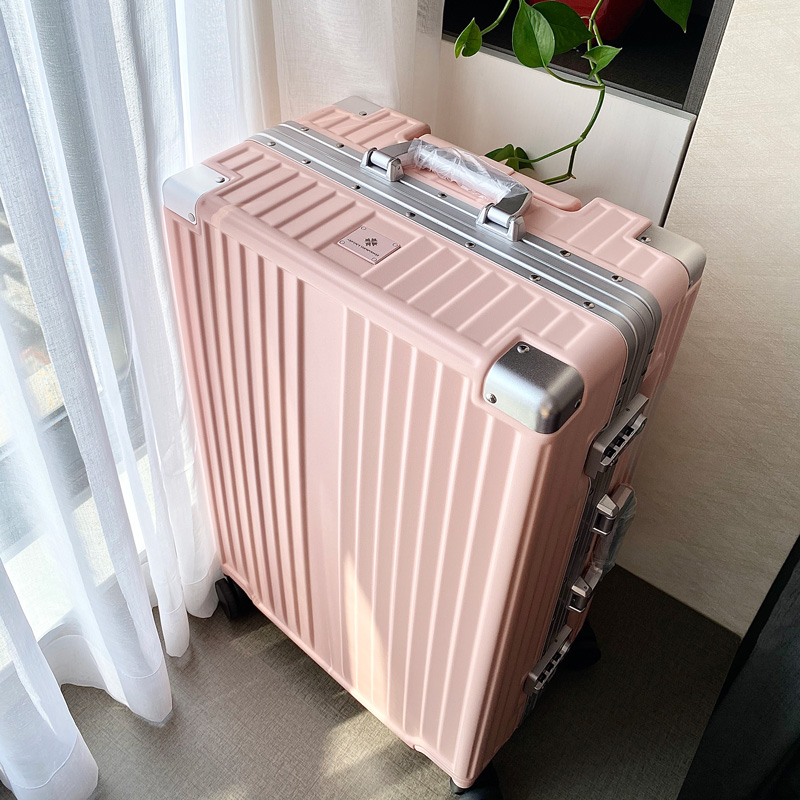 金登仕粉色行李箱铝框拉杆箱万向轮旅行箱20寸24新款密码箱女皮箱