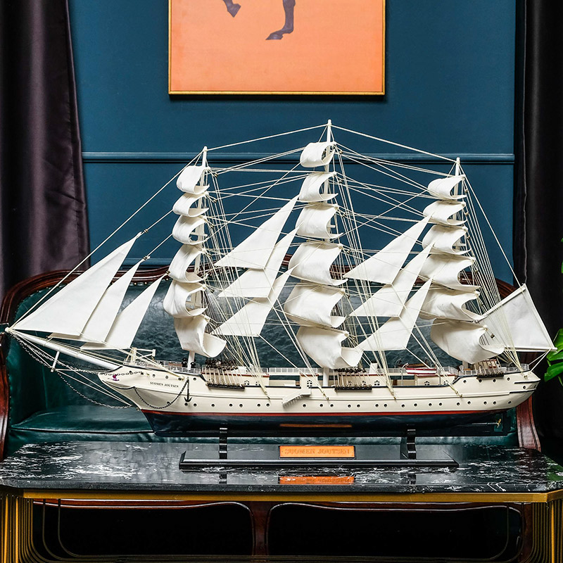 芬兰白天鹅帆船模型大型一帆风顺工艺船摆件客厅乔迁开业礼物木船