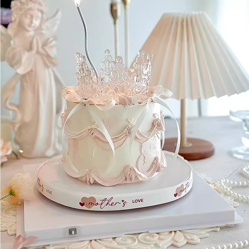 水晶女王皇冠水晶网红质感 ins仙气蛋糕装饰品摆件艾素糖摆件皇冠