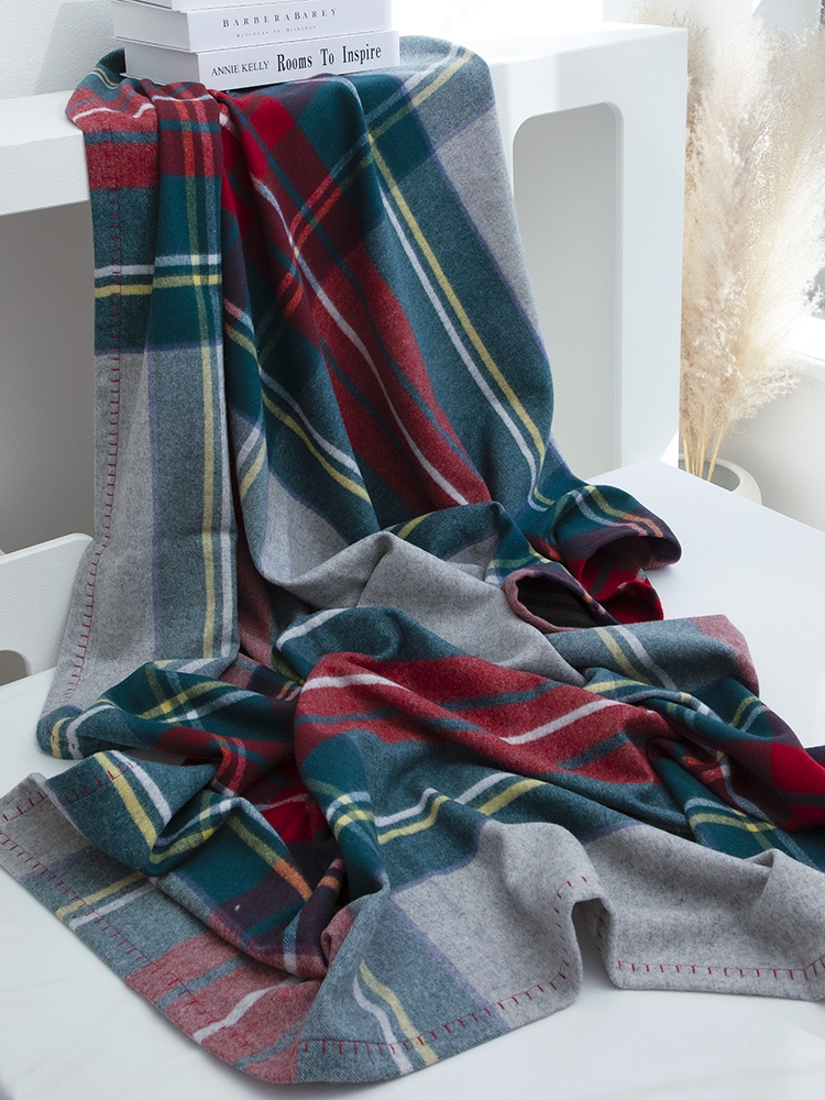 owool秋冬新品 轻奢风纯羊毛毯沙发毯重磅加厚盖毯空调毯午睡毯