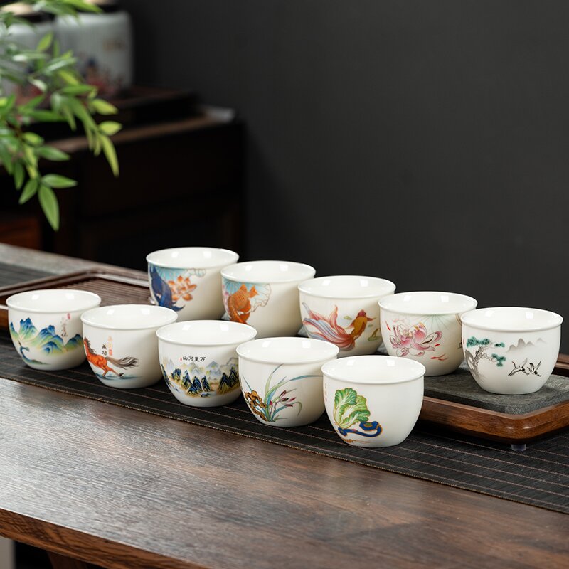 德化白瓷冰种瓷茶杯品茗杯个人专用杯高档陶瓷茶具套装实用礼品杯