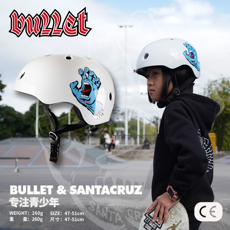 BULLET联名SantaCruz儿童滑板轮滑骑行防护滑雪成人护具头盔套装