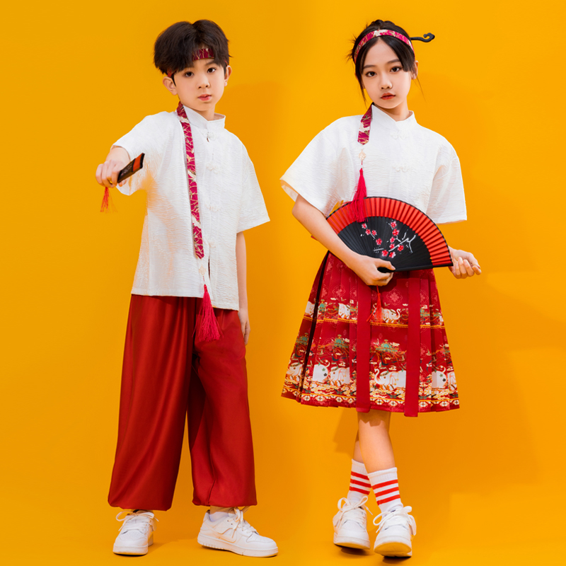 儿童合唱服中国风中小学生演讲比赛六一诗歌朗诵马面裙汉服男女童