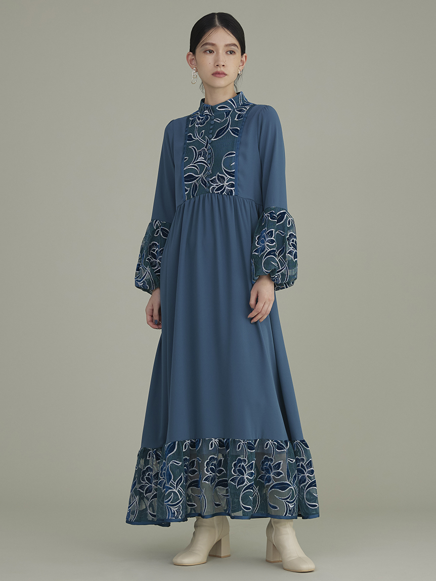 082209 日单 三色入 中世纪法式庄园风蕾丝灯笼袖连衣裙 BC12-6