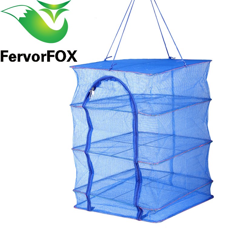 FervorFOX Fish Net 40 x 40 x 65cm 4 Layers Drying Rack Foldi