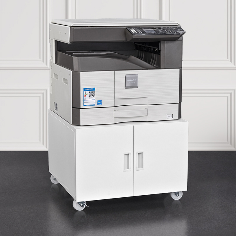 简约现代打印机柜子复印机放置平台底座柜双门落地柜可移动带滚轮
