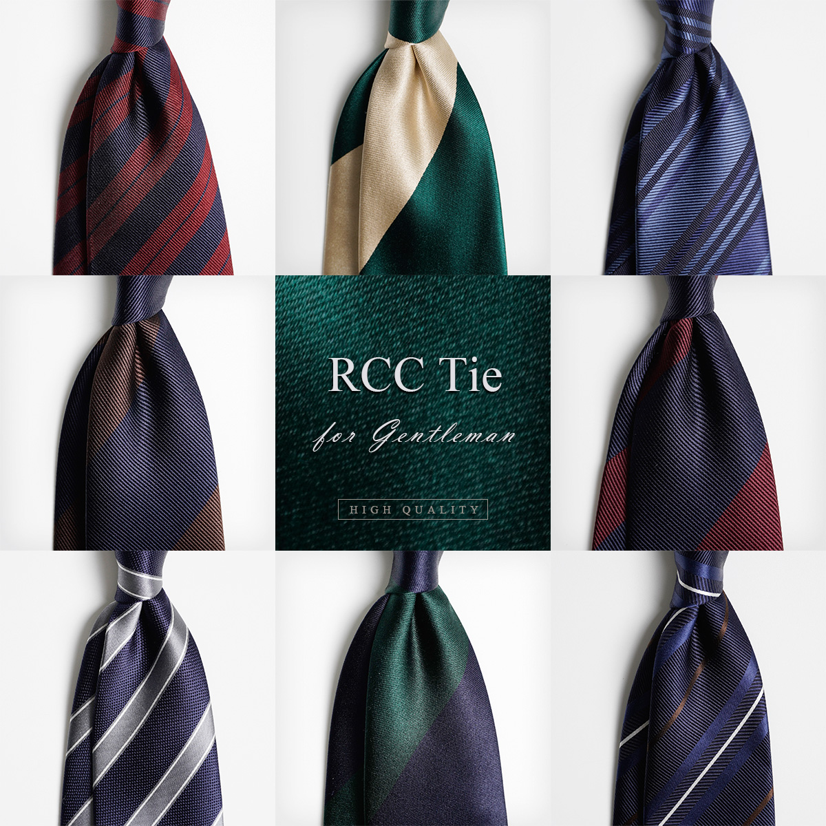 现货 RCC男装光泽饱满意式商务男士经典斜条纹礼盒装手工真丝领带