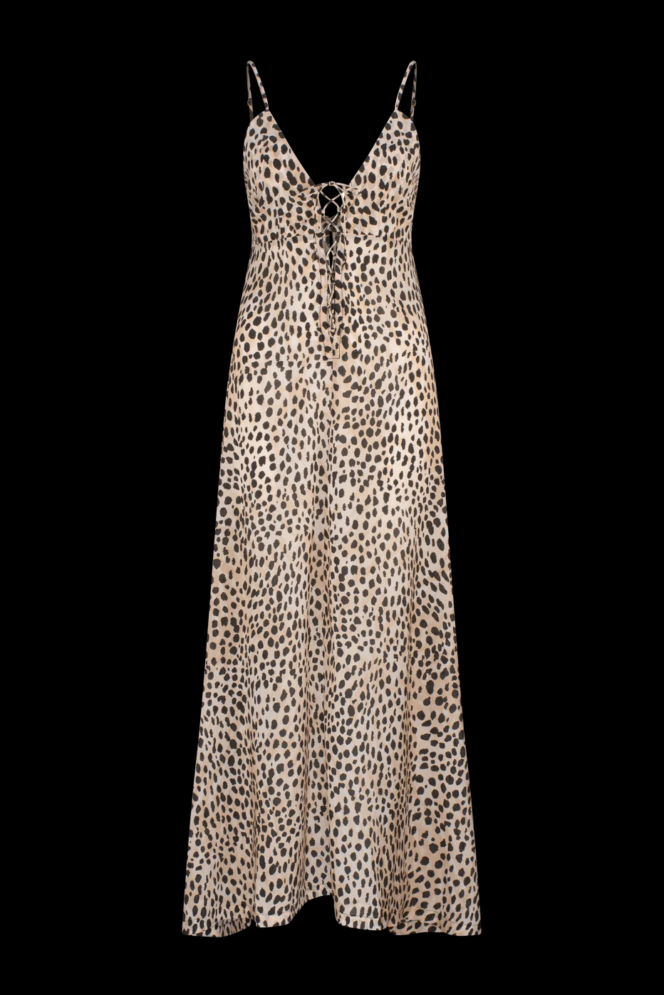 澳洲老虎莉莉豹纹吊带连衣裙女新款法式复古气质显瘦性感露背长裙