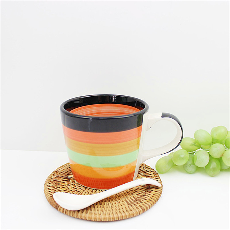 和源瓷业彩虹杯帝王养生杯情侣杯咖啡杯马克杯彩色陶瓷杯送小勺
