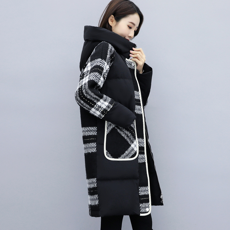 棉服女2022年冬季新款韩系温柔时尚小众设计感格子女士外套潮流