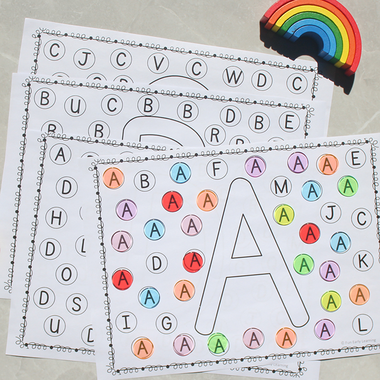 英语启蒙26个英文字母涂色幼儿园早教点点画益智练习描本自然拼读