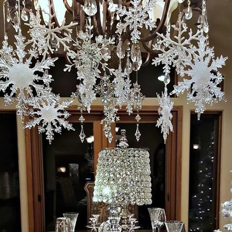 圣诞树装饰品亚克力雪花片拍照雪花道具婚庆商场店铺布置雪花挂件