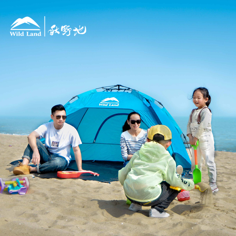 秋野地沙滩帐篷户外便携折叠全自动速开公园沙滩室内涂银防晒儿童