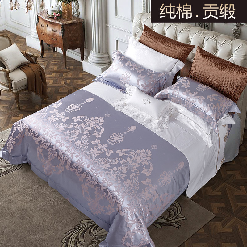 高级感 四件套欧式轻奢提花被套简约1.8米床上用品床全棉 22新品