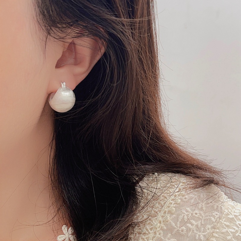 Lianna DaisyS925纯银拉丝圆球耳扣女气质高级感重工法式耳环耳饰