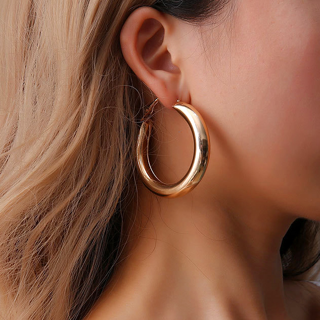 Personality 50 MM Big Gold Hoops Earrings Minimalist Thick