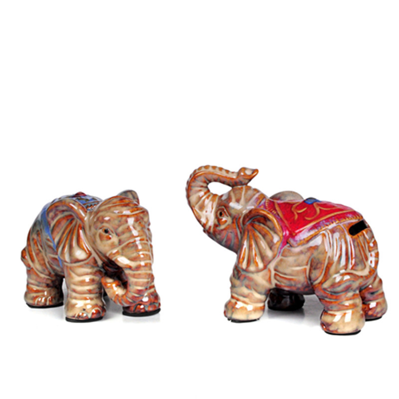 厂家直供陶瓷工艺品大象摆件餐桌客厅装饰桌面动物储蓄罐小摆件