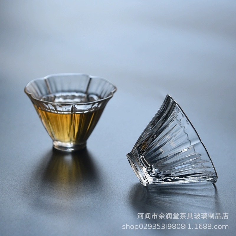 日式高硼硅玻璃品茗杯耐热茶杯小茶杯家用主人杯功夫茶具芙蓉品杯