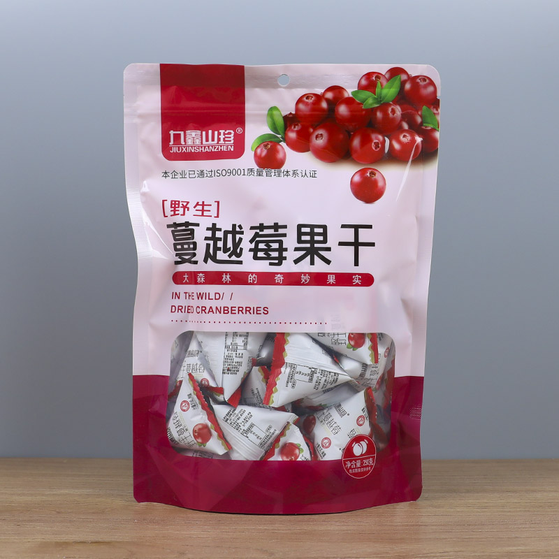 九鑫山珍野生蔓越莓干兴安岭红豆果烘培原料零食特产250g