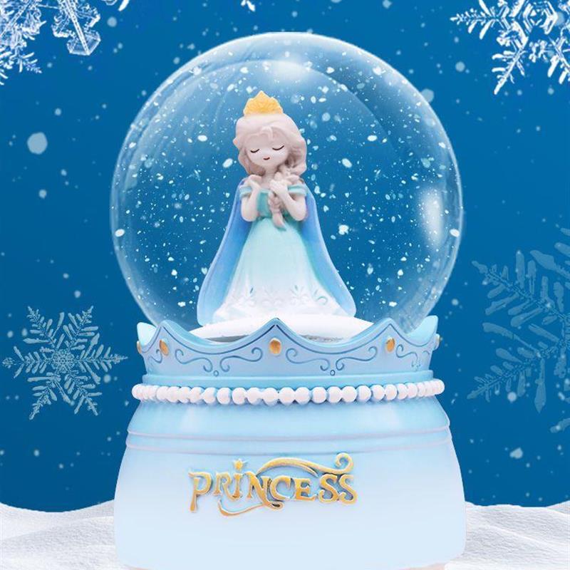 梦幻冰雪公主水晶球音乐盒旋转发光音乐盒圣诞节儿童女生生日礼物