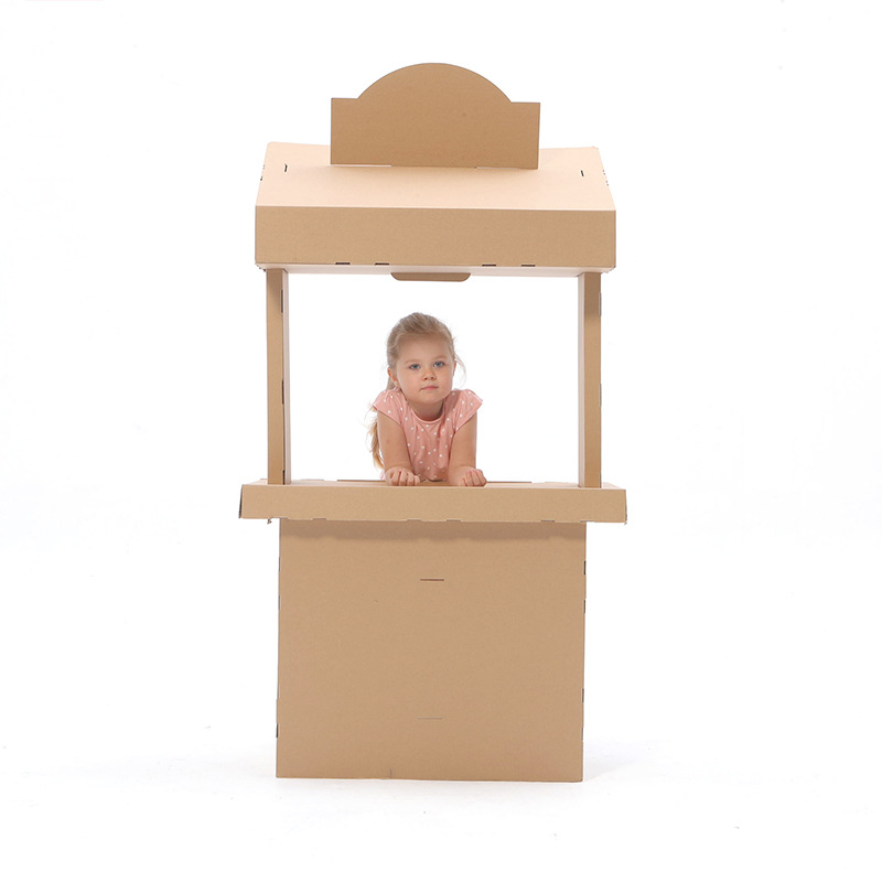 DIY手工制作模型儿童纸箱玩具零售小铺过家家涂鸦拼装纸板壳房子