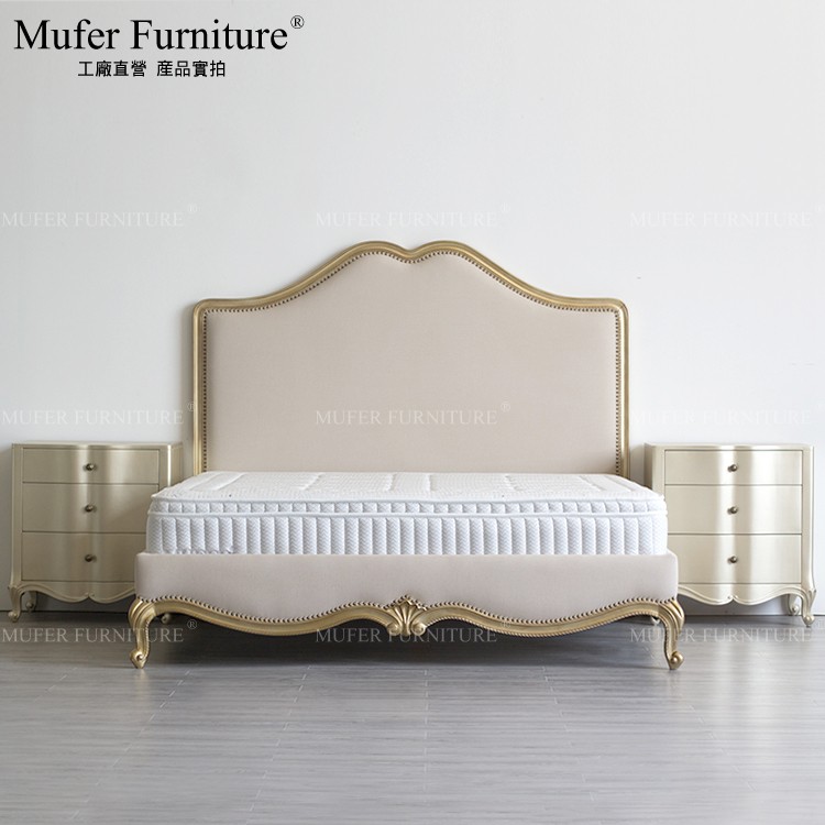 慕妃家具|美式新古典轻奢实木床1.8米主卧欧式现代简约布艺双人床
