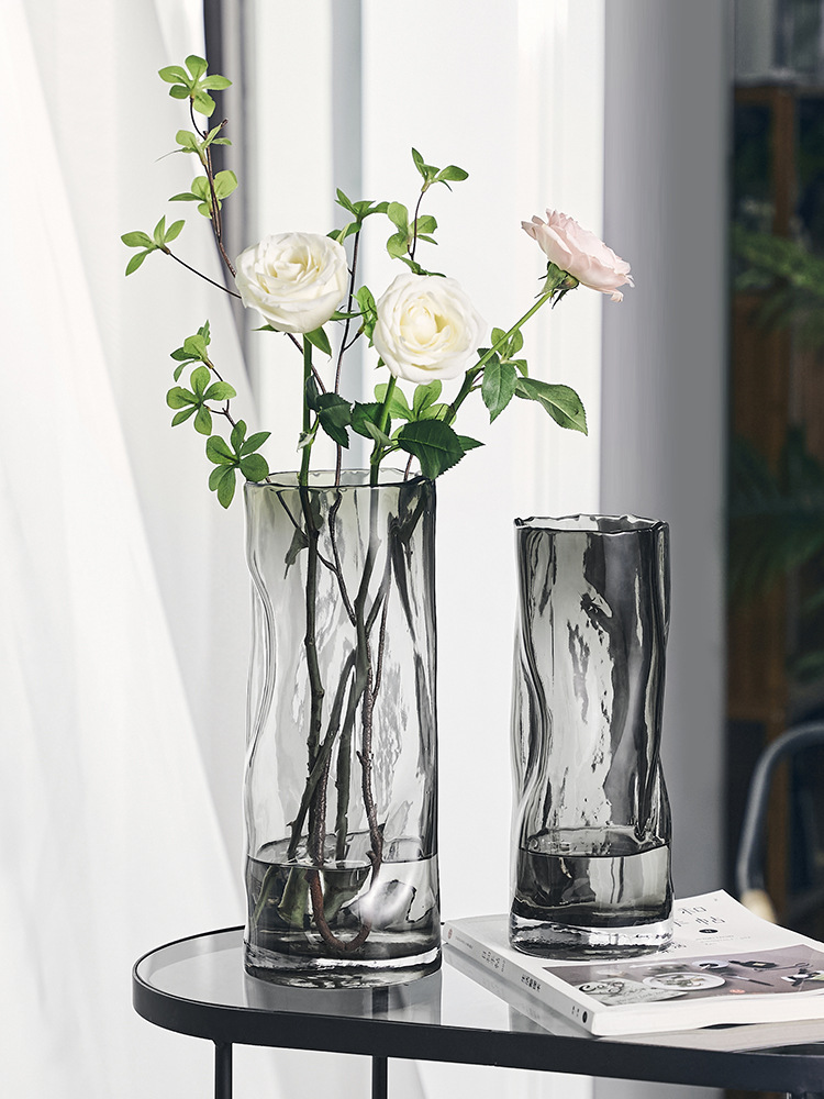 创意艺术玻璃花瓶摆件客厅鲜花玫瑰百合插花器样板间酒店软装饰品