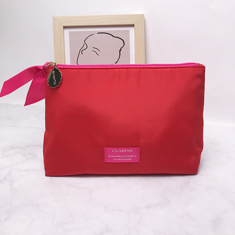 娇韵诗化妆包专柜赠品红色大容量便携质感高级手拿包时尚2024新款